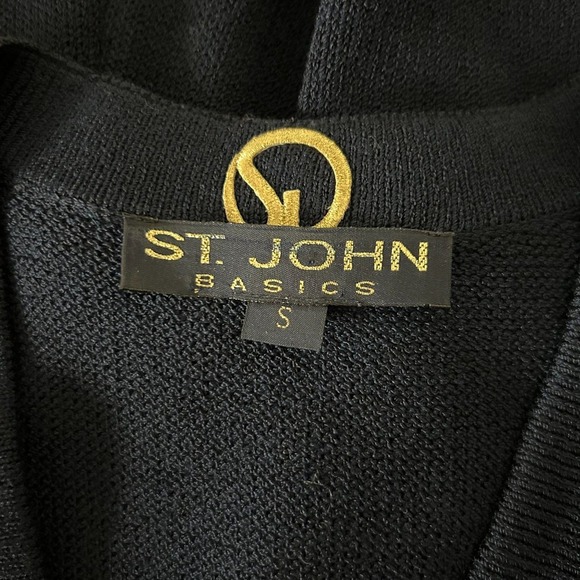 St. John Basics Santana Knit Short Sleeve Blazer Jacket in Navy Size Small - Picture 4 of 4